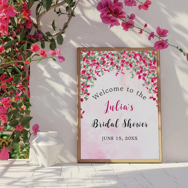 Pink Bougainvillea Tropical Forest Bridal Shower Poster (Creator Uploaded)
