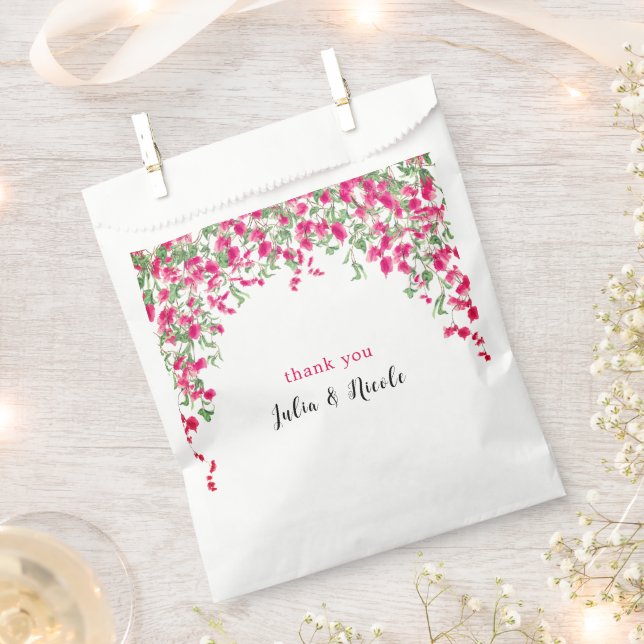 Pink Bougainvillea Tropical Forest Wedding Shower Favor Bag (Clipped)
