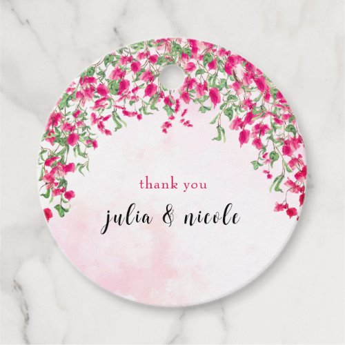 Pink Bougainvillea Tropical Forest Wedding Shower Favor Tags