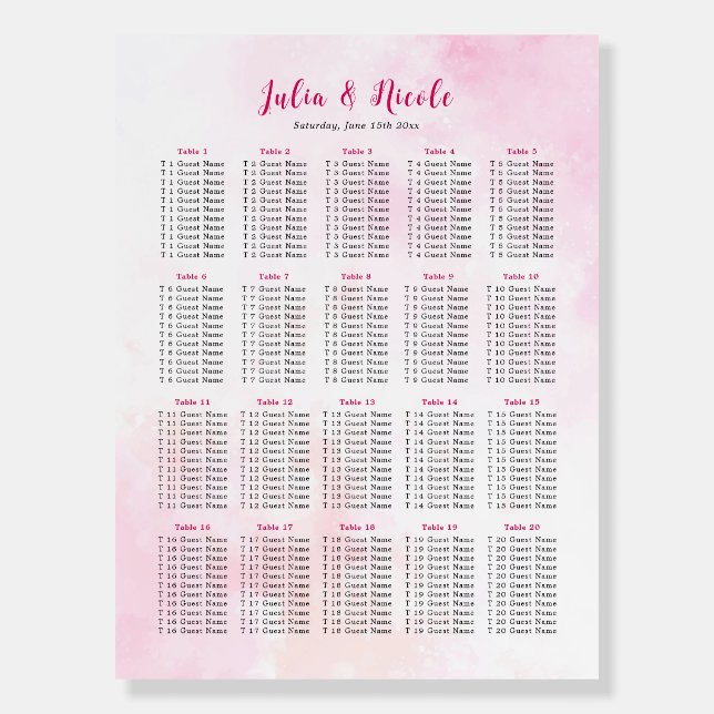 Pink Bougainvillea Tropical Forest Wedding Shower Foam Board (Front)