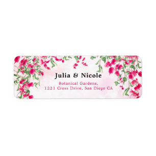 Pink Bougainvillea Tropical Forest Wedding Shower Label