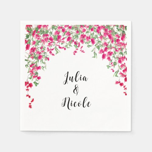 Pink Bougainvillea Tropical Forest Wedding Shower Napkins