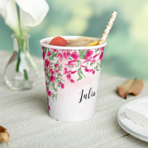 Pink Bougainvillea Tropical Forest Wedding Shower Paper Cups