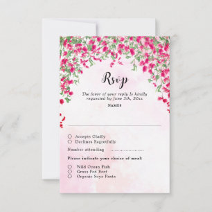 Pink Bougainvillea Tropical Forest Wedding Shower RSVP Card
