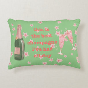 Pink Bougie Champagne Bottle Quote Accent Pillow