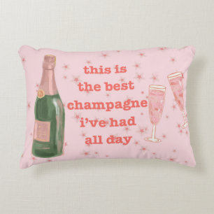 Pink Bougie Champagne Bottle Quote Accent Pillow