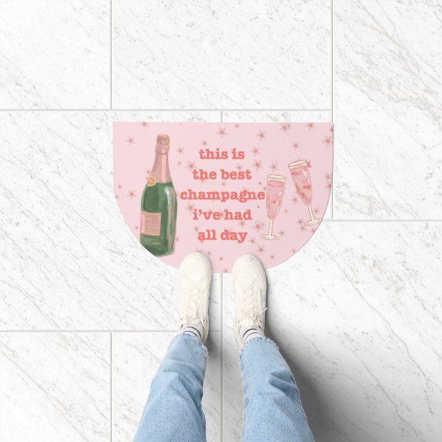 Pink Bougie Champagne Bottle Quote  Doormat (Indoor)