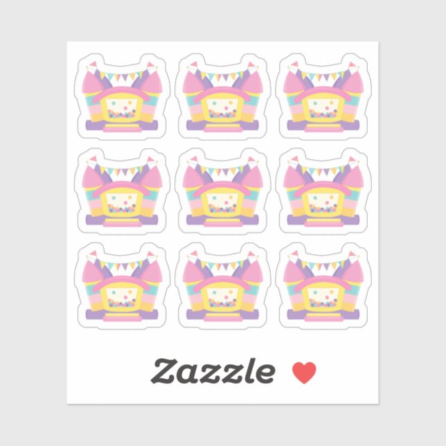 Pink Bounce House Birthday Sticker (Sheet)