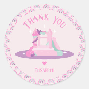 Pink Bounce House Castle Birthday Classic Round Sticker