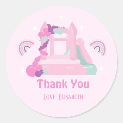 Pink Bounce House Castle Birthday Classic Round Sticker