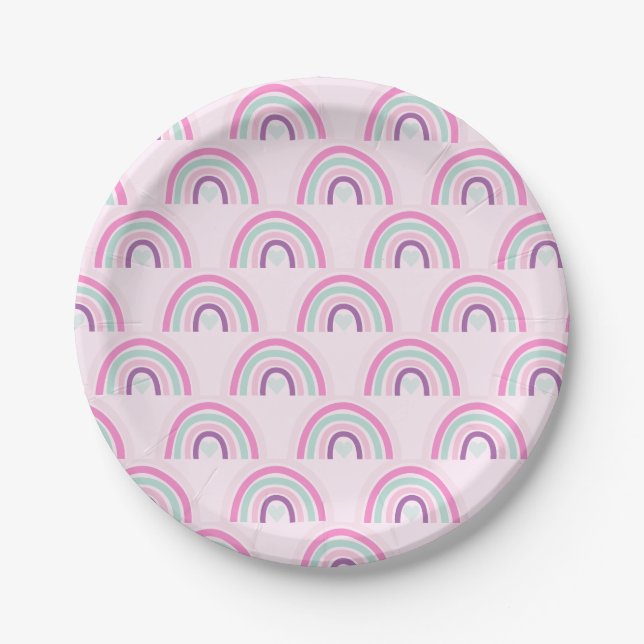 Pink Bounce House Castle Birthday Paper Plates (Front)