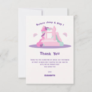 Pink Bounce House Castle Birthday Thank You Card