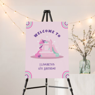 Pink Bounce House Castle Birthday Welcome Sign