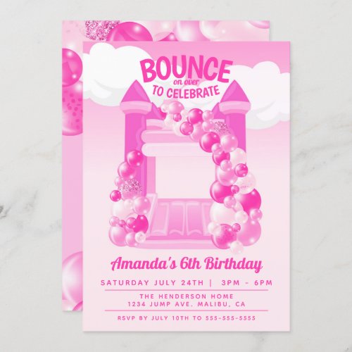 Pink Bounce House Party Invitation