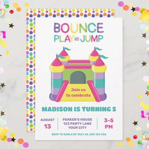 PINK BOUNCE PLAY AND JUMP INVITATION