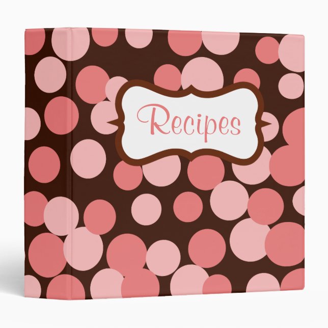 Pink  Bouncing Dots Recipe Binder (Front/Spine)