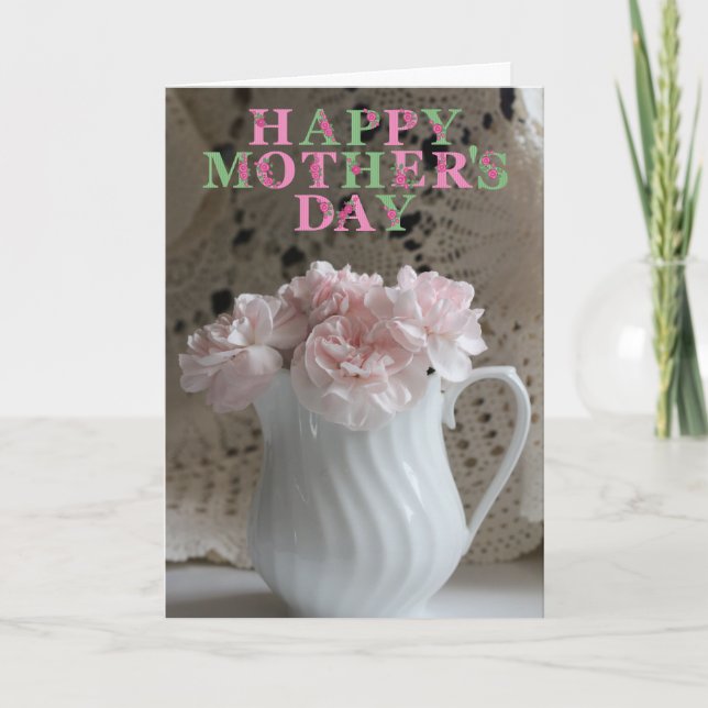 Pink Bouquet and Lace Mothers Day Card (Front)