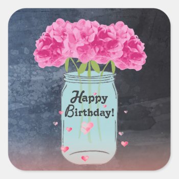 Pink Bouquet Birthday Stickers by Siberianmom at Zazzle
