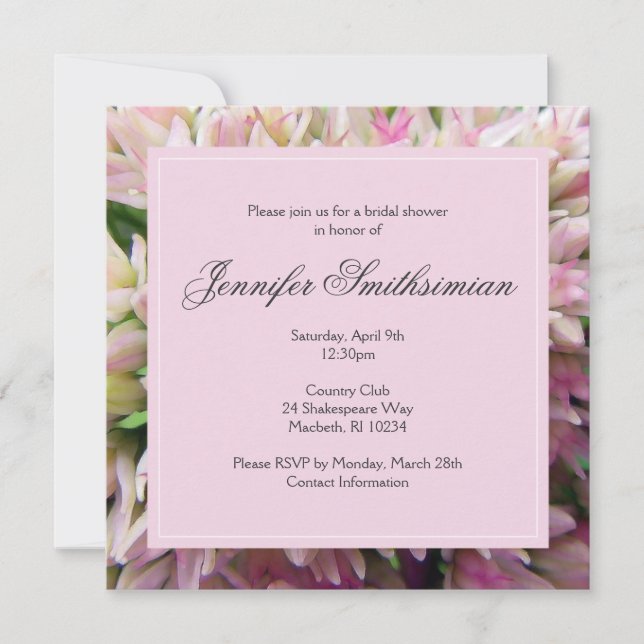 Pink Bouquet Bridal Shower Invite in Charcoal Gray (Front)
