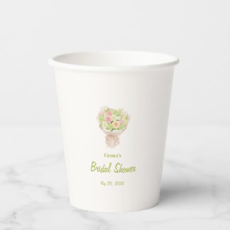 pink bouquet Bridal Shower Paper Cups