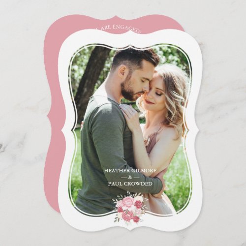 Pink Bouquet Flowers Bracket Shaped Effect Photo Save The Date