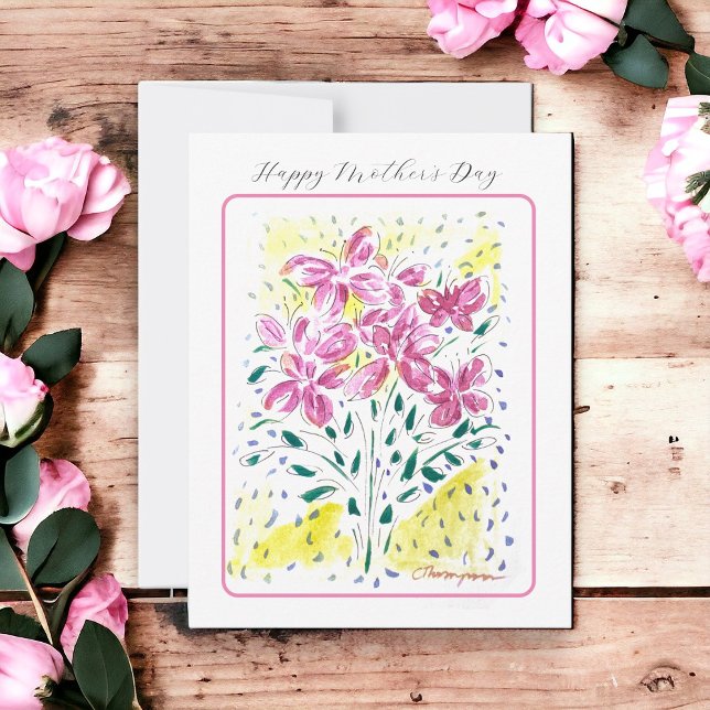 Pink Bouquet of Mother's Day Flowers Note Card (Let your special person know how much they are appreciated on Mothers Day.)