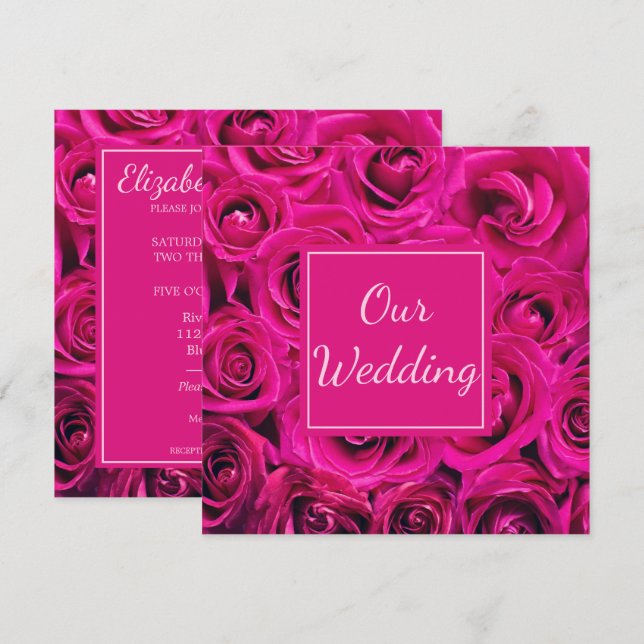 Pink Bouquet of Rose's Invitation (Front/Back)