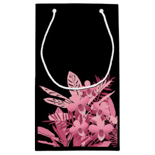 Pink bouquet tropical small gift bag