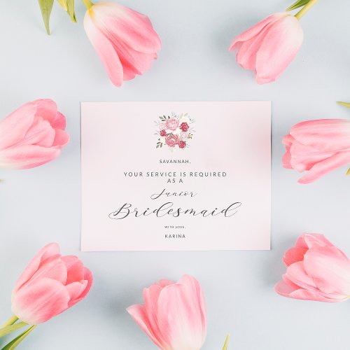 Pink Bouquet Will You Be My Junior Bridesmaid Postcard