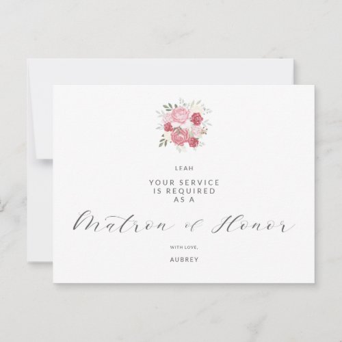 Pink Bouquet Will You Be My Matron Honor Proposal  Postcard