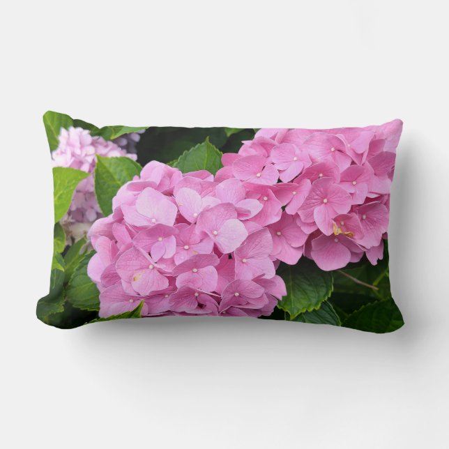 Pink Bouquets of Hydrangeas Lumbar Pillow (Front)