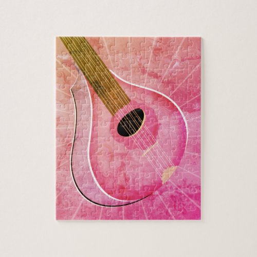 Pink Bouzouki Musical Instrument Art Jigsaw Puzzle