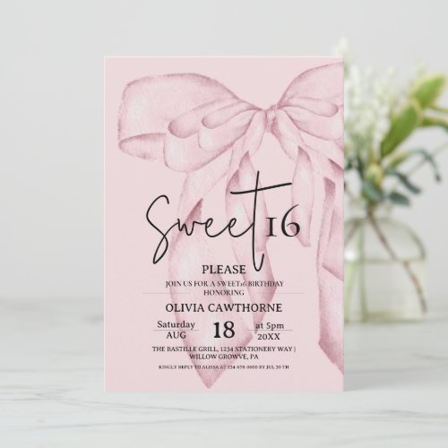 Pink Bow 16th Birthday ⎮Modern Elegant Sweet 16