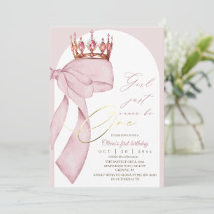 Pink Bow 1st Birthday  Invitation