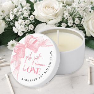 Pink Bow 1st Birthday Mini Candle Favors