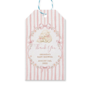 Pink Bow A little lamb baby shower Thank You Gift Tags