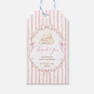 Pink Bow A little lamb baby shower Thank You Gift Tags