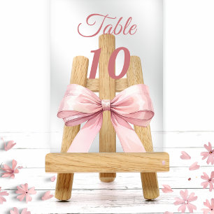 Pink bow acrylic table number sign
