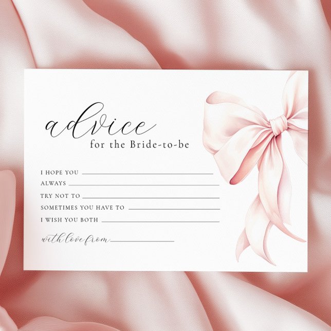 Pink Bow Advice Card Bridal Shower (Creator Uploaded)