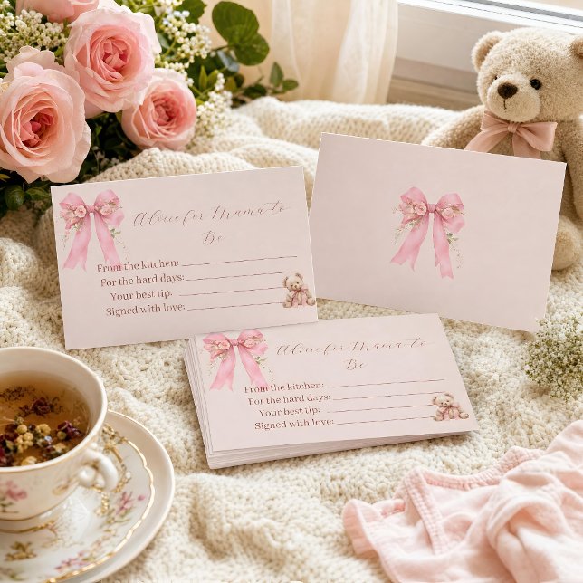 Pink Bow Advice for Mama to Be Card (Creator Uploaded)