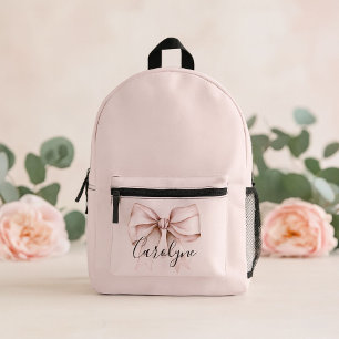 Pink bow aesthetic coquette Personalized Name Printed Backpack