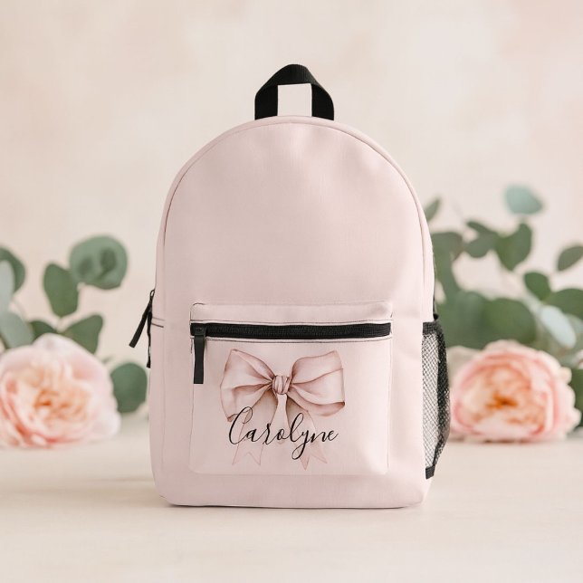 Pink bow aesthetic coquette Personalized Name Printed Backpack (Creator Uploaded)