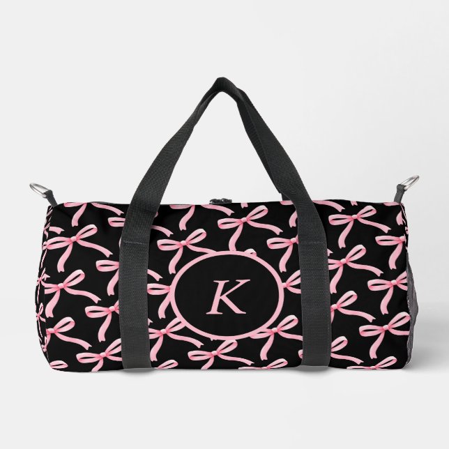 Pink Bow and Block Monogram Dance Duffel Bag (Front)