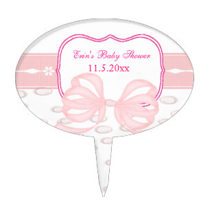 Pink Bow and Bubbles Baby Shower Cake Topper