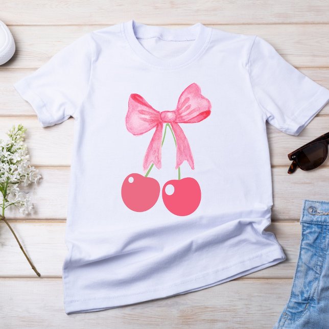 Pink Bow and Cherries, coquette style  T-Shirt (Creator Uploaded)