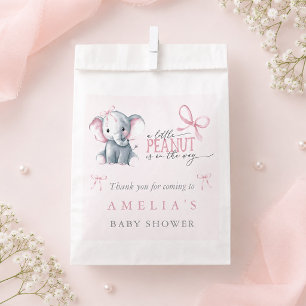 Pink Bow and Elephant Baby Girl Shower Favor Bag