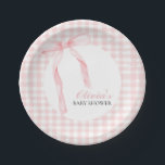 Pink bow and gingham preppy baby shower paper plates<br><div class="desc">Preppy baby shower with pink bow and ping gingham.</div>
