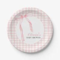 Pink bow and gingham preppy baby shower
