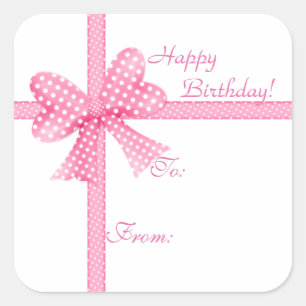 Pink Bow and Ribbon Gift Tag Sticker