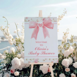 Pink bow and Roses preppy baby shower Foam Board